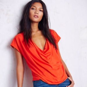 FREE PEOPLE Fantasy lightweight cowl neck tee, XS